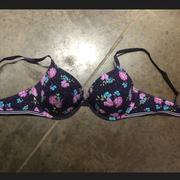purple flower bra with striped band 34C - Picture 2 of 3